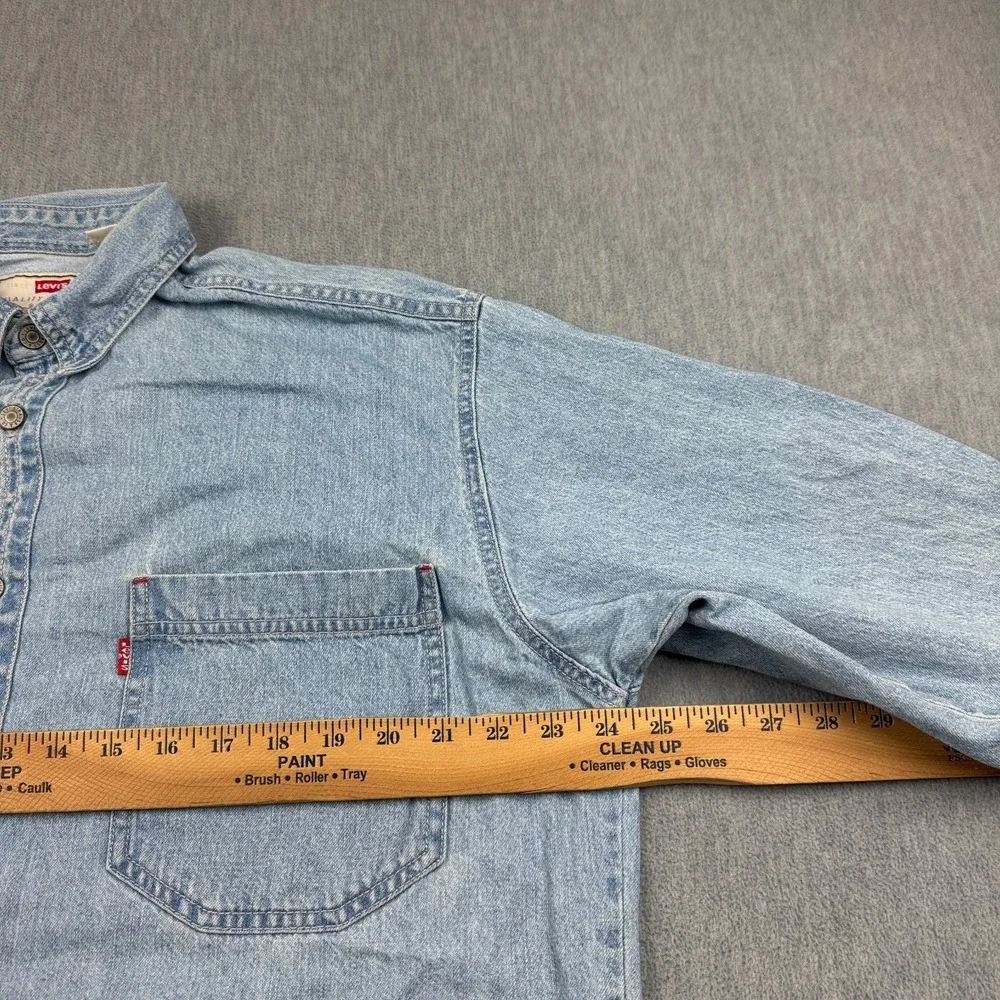 Vintage Levis‎ Shirt Mens Large Blue Denim Button Up Cotton Long Sleeve Western